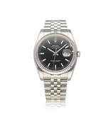 Rolex Datejust 36 steel - white gold black index roulette date Jubilee D-serial - 2005