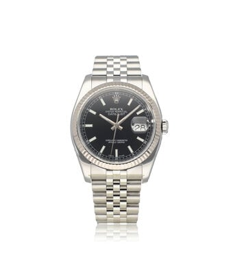 Rolex Datejust 36 steel - white gold black index roulette date Jubilee D-serial - 2005
