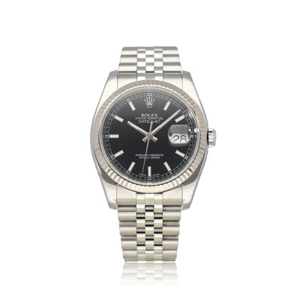 Datejust 36 steel - white gold black index roulette date Jubilee D-serial - 2005