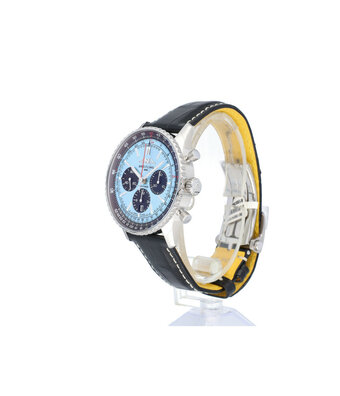 Breitling Navitimer B01 Chronograph 43 steel alligator strap blue 2024 box + papers