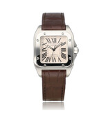Cartier Santos de Cartier 100  NEW CARTIER ALLIGATOR STRAP | steel silver roman