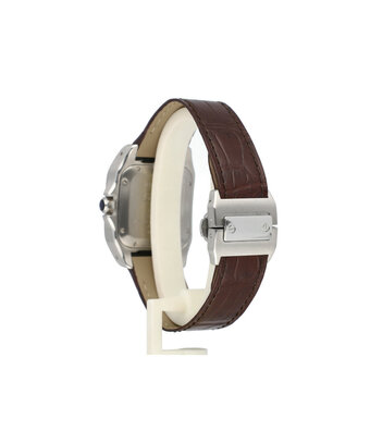 Cartier Santos de Cartier 100  NEW CARTIER ALLIGATOR STRAP | steel silver roman