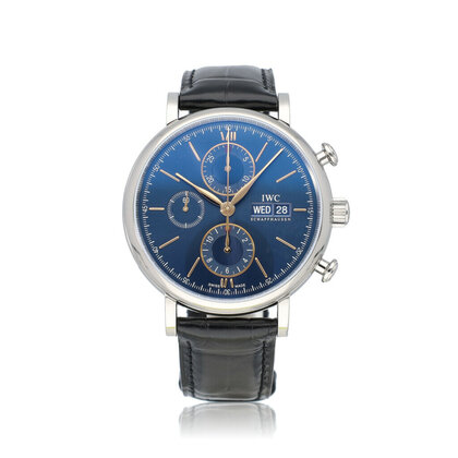 Portofino Chronograph 42 steel blue 2021 B+P | NEW IWC STRAP