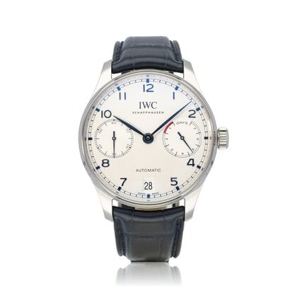 Portugieser Automatic 42 2025 box + papers | steel silver black leather