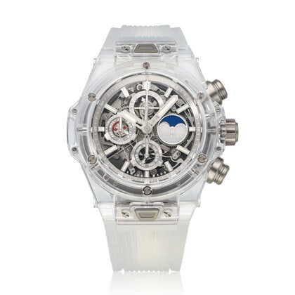 Big Bang Unico Sapphire Perpetual Calendar 45 Sapphire skeleton box + papers