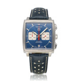 TAG Heuer Monaco Chronograph  NEW TAG HEUER STRAP | steel blue - red - McQueen