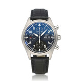 IWC Pilot's Watch Chronograph Automatic 42 steel fliegeruhr black 2006 B+P | NEW IWC STRAP