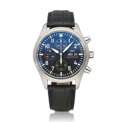 Pilot's Watch Chronograph Automatic 42 steel fliegeruhr black 2006 B+P | NEW IWC STRAP