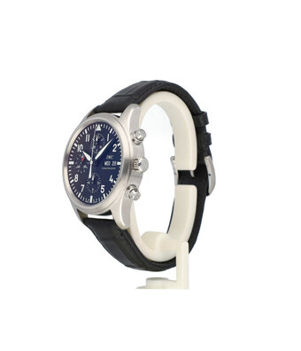 IWC Pilot's Watch Chronograph Automatic 42 steel fliegeruhr black 2006 B+P | NEW IWC STRAP