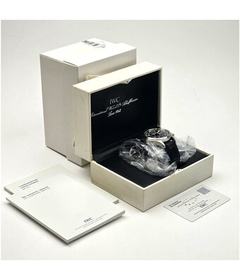 IWC Pilot's Watch Chronograph Automatic 42 steel fliegeruhr black 2006 B+P | NEW IWC STRAP