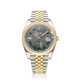 Rolex Datejust 41 2019 B+P - NEW ROLEX SERVICE | Wimbledon steel - gold slate roman Jubilee