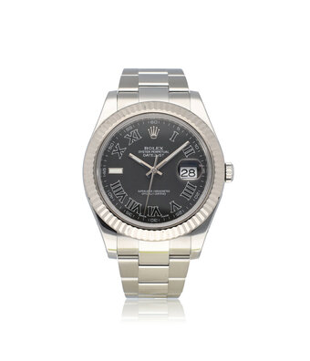 Rolex Datejust II 41 - 2016 box + papers | steel - white gold black roman Oyster