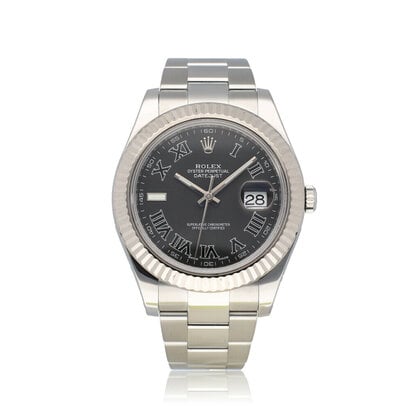 Datejust II 41 - 2016 box + papers | steel - white gold black roman Oyster