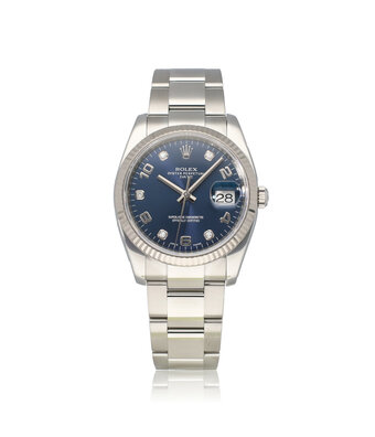 Rolex Date  2014 box + papers | steel blue factory diamond Oyster
