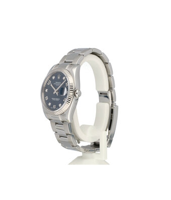 Rolex Date  2014 box + papers | steel blue factory diamond Oyster