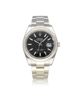 Rolex Datejust 41 steel - white gold black fluted Oyster B+P | NEW ROLEX SERVICE
