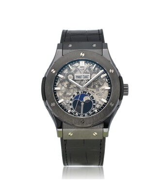 Hublot Classic Fusion Aerofusion Moonphase Black Magic 45 skeleton 2016 B+P | NEW HUBLOT STRAP