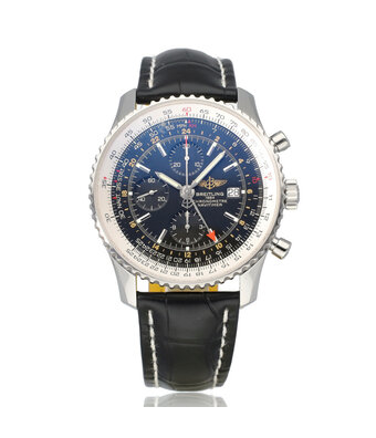 Breitling Navitimer World  NEW BREITLING SERVICE INCL. BREITLING STRAP | steel black