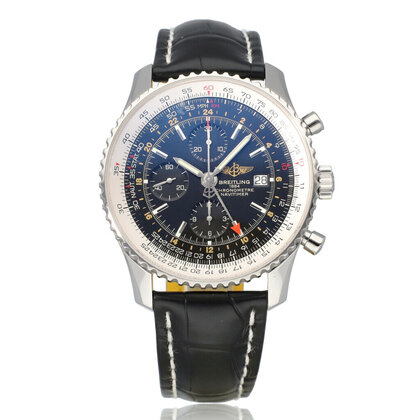 Navitimer World  NEW BREITLING SERVICE INCL. BREITLING STRAP | steel black