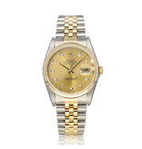Rolex Datejust 36 NEW ROLEX SERVICE - 2004 B+P | steel - gold champagne diamond domed Jubilee