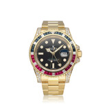 Rolex GMT-Master II  2018 + papers | yellow gold - factory diamond - ruby - sapphire