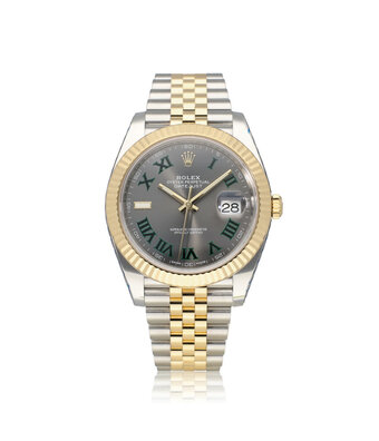 Rolex Datejust 41 2019 B+P - NEW ROLEX SERVICE | Wimbledon steel - gold slate roman Jubilee