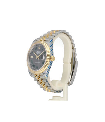 Rolex Datejust 41 2019 B+P - NEW ROLEX SERVICE | Wimbledon steel - gold slate roman Jubilee