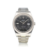 Rolex Datejust II 41 - 2016 box + papers | steel - white gold black roman Oyster