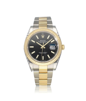 Rolex Datejust 41 NEW ROLEX SERVICE - 2022 B+P | steel - yellow gold black fluted Oyster