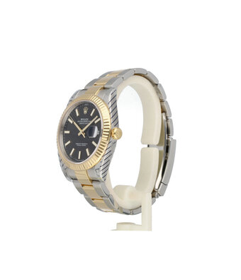 Rolex Datejust 41 NEW ROLEX SERVICE - 2022 B+P | steel - yellow gold black fluted Oyster