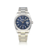 Rolex Datejust 36 steel blue motif - fluted - block Oyster 2023 box + papers