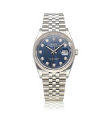 Rolex Datejust 36 NEW ROLEX SERVICE - 2021 B+P | steel blue diamond Jubilee