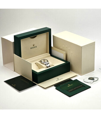 Rolex Oyster Perpetual 34 steel silver domed Oyster 2021 box + papers