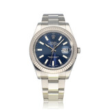 Rolex Datejust II 41 blue Oyster 2016 box + papers | steel - white gold fluted