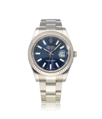 Rolex Datejust II 41 blue Oyster 2016 box + papers | steel - white gold fluted
