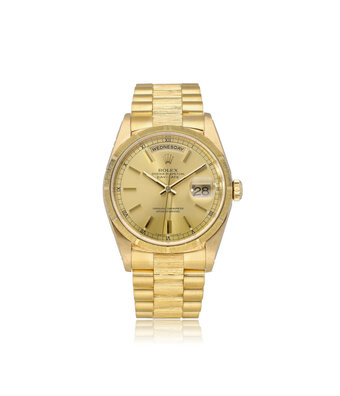 Rolex Day-Date 36 bark yellow gold champagne President L-serial - 1989