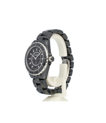 CHANEL J12 Black Diamond Indicators 38 diamond 2008 box + papers | black ceramic