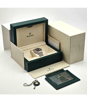 Rolex Datejust 36 2024 Jubilee box + papers | steel - rose gold grey / slate roman diamond