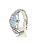 Rolex Day-Date 40 platina ice blue diamond / baguette 2019 B+P | NEW ROLEX SERVICE