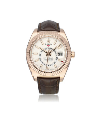 Rolex Sky-Dweller  42 rose gold white 2019 B+P | NEW ROLEX SERVICE INCL. STRAP