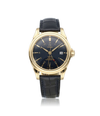 Omega De Ville GMT Automatic  NEW OMEGA SERVICE - B+P | OPEN DATE yellow gold black