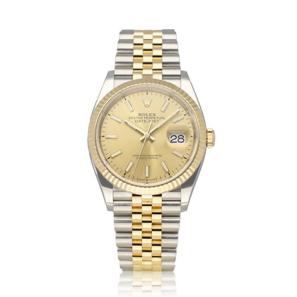Datejust 36 - 2021 box + papers | steel - yellow gold fluted champagne Jubilee