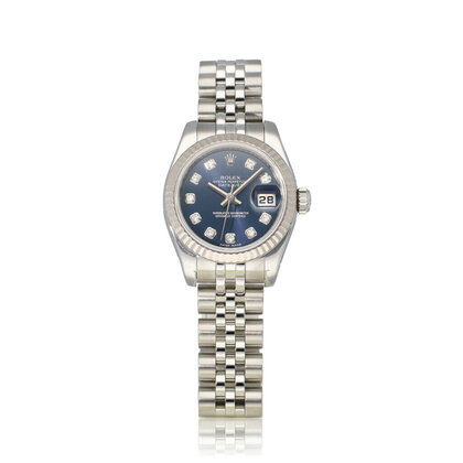 Lady-Datejust 26 NEW ROLEX SERVICE | steel - white gold blue diamond Jubilee 2008 + papers