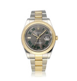 Rolex Datejust 41 steel - yellow gold fluted black Wimbledon roman Oyster 2015 B+P