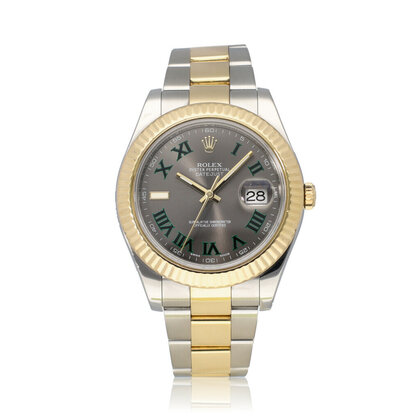 Datejust 41 steel - yellow gold fluted black Wimbledon roman Oyster 2015 B+P