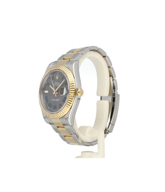 Rolex Datejust 41 steel - yellow gold fluted black Wimbledon roman Oyster 2015 B+P