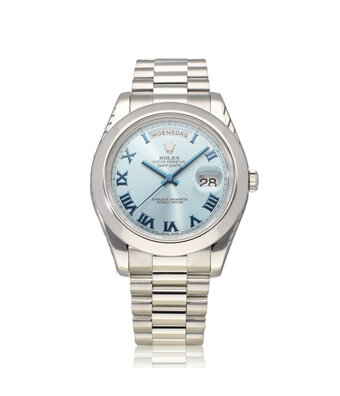 Rolex Day-Date II 41 NEW ROLEX SERVICE 2008 B+P | platinum president ice blue