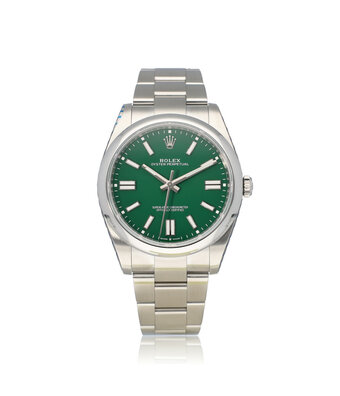 Rolex Oyster Perpetual 41 steel green domed Oyster - Bulbasaur - 2023 B+P | NEW ROLEX SERVICE