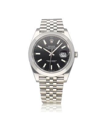 Rolex Datejust 41 - 2024 box + papers | steel black index domed Jubilee