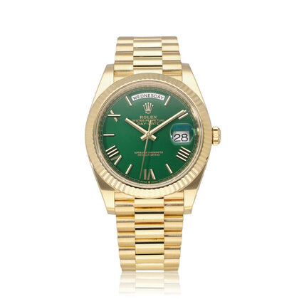 Day-Date 40 - green 2024 box + papers | yellow gold flat / money President